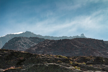 Fototapeta premium Panorama of alps. Extreme sports in mountains. High resolution photo. Ski, parasailing, paraglide, climbing, alpinism, snowboard in Chamonix Mont Blanc.