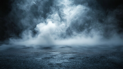 Fototapeta premium concrete floor with fog and smoke. black background