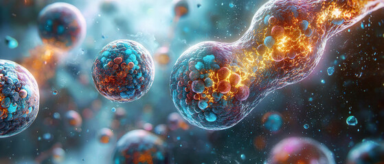 Microscopic 3D view of antioxidants showcasing vibrant cellular structures
