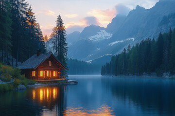 Fototapeta premium La maison près du lac