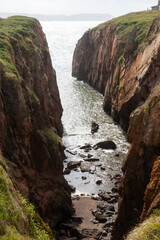 Cliffs of Aviles beach landscape, Asturias, Spain