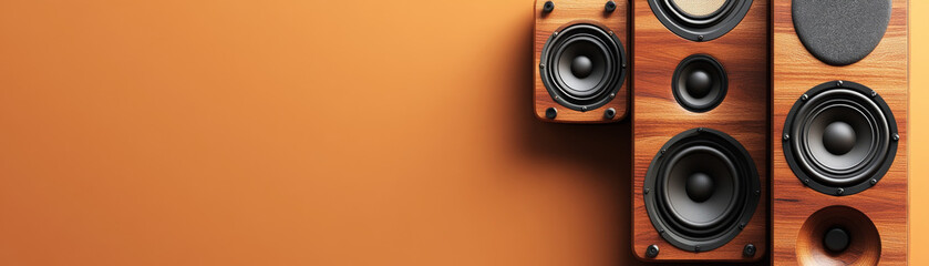 Warm wooden speakers create cozy atmosphere, perfect for enjoying rich sound quality. Their design adds touch of elegance to any space, enhancing listening experience