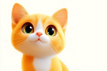 Portrait of a cute red and white cat with beautiful eyes. Illustration World Pets Day. Dedicated to all domesticated animals.	
