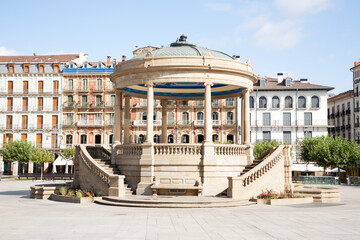 Pamplona city center, Castle plaza view, Spain
