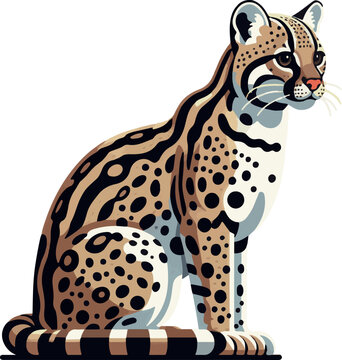 Ilustra&ccedil;&atilde;o vetorial de Jaguatirica (Leopardus pardalis)