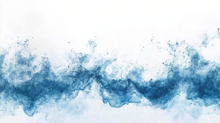 Abstract blue waves created with watercolor technique on a white background representing calmness