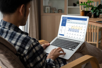 Calendar on computer software application for schedule planning for personal organizer and online business snugly