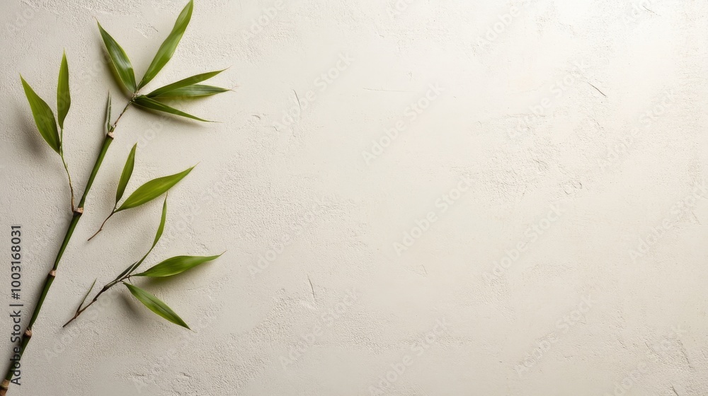 Poster a delicate bamboo branch sits gracefully adding a touch of serenity to the calm backdrop