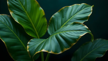 Lush green tropical leaves background and wallpaper
