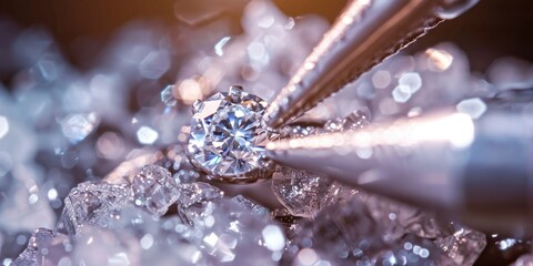 Expertly placing a diamond into a ring by a talented artisan, demonstrating exceptional skill and artistry in jewelry design.