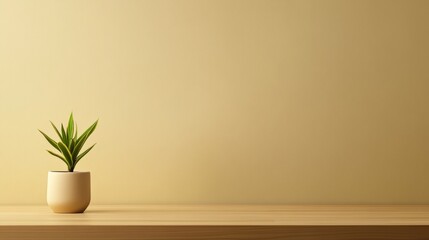 A serene setting with a delicate plant in a pot inviting calmness and simplicity