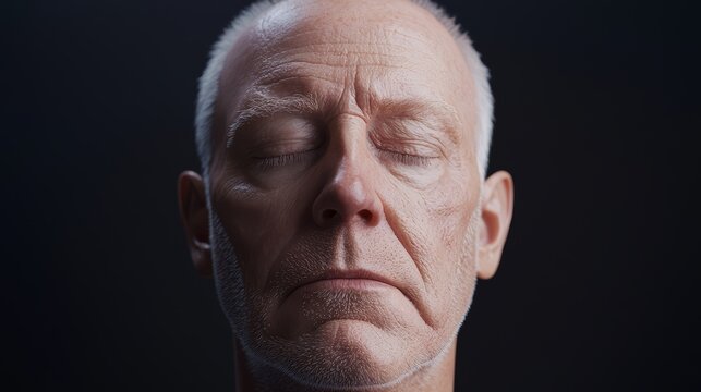 A time-lapse animation of facial aging, showing how symmetry fades as the skin loses elasticity, wrinkles form, and features shift out of alignment.
