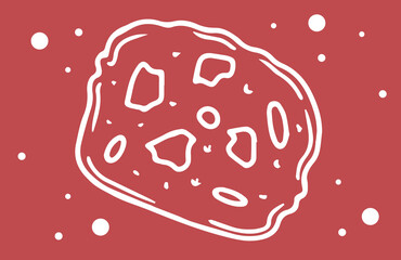 vector illustration of a piece of fruit english muffin in sketch style. design of a piece of muffin for christmas stories decoration