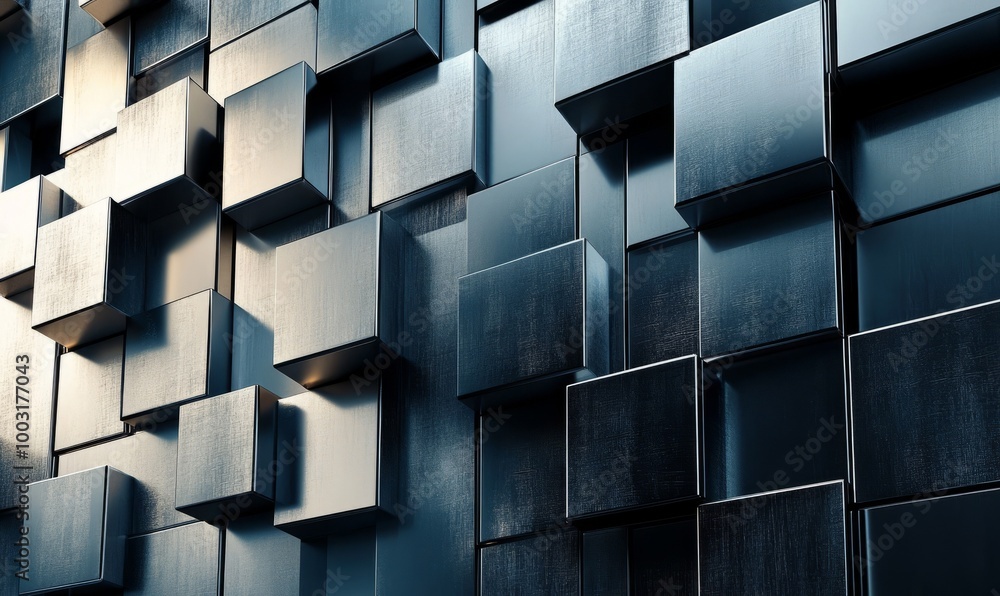 Poster abstract high-tech background with metal square blocks
