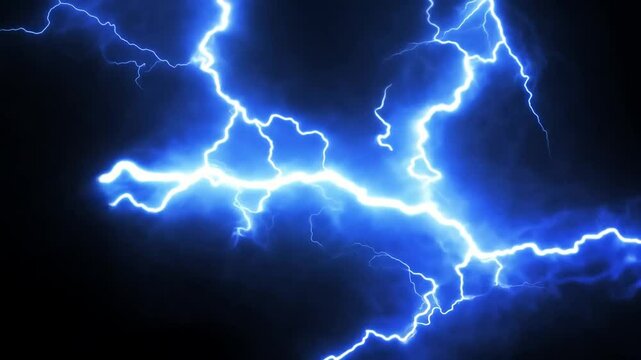 Blue lightning striking, dark background, Element 