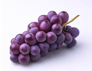 Fototapeta premium A bunch of purple grapes with one separate grain, focus on the skin texture isolated on white background