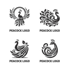 Obraz premium Peacock Silhouette Vector Art Illustration Design