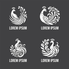 Obraz premium Peacock Silhouette Vector Art Illustration Design