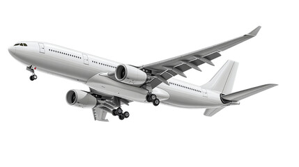 Fototapeta premium Close-up of white airplane on transparent background. Vacation concept, traveling abroad.