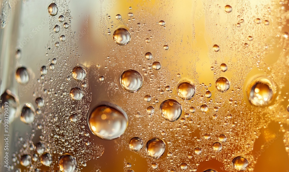 Poster bubbles in glass create an abstract texture