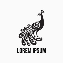 Fototapeta premium Peacock Silhouette Vector Art Illustration Design