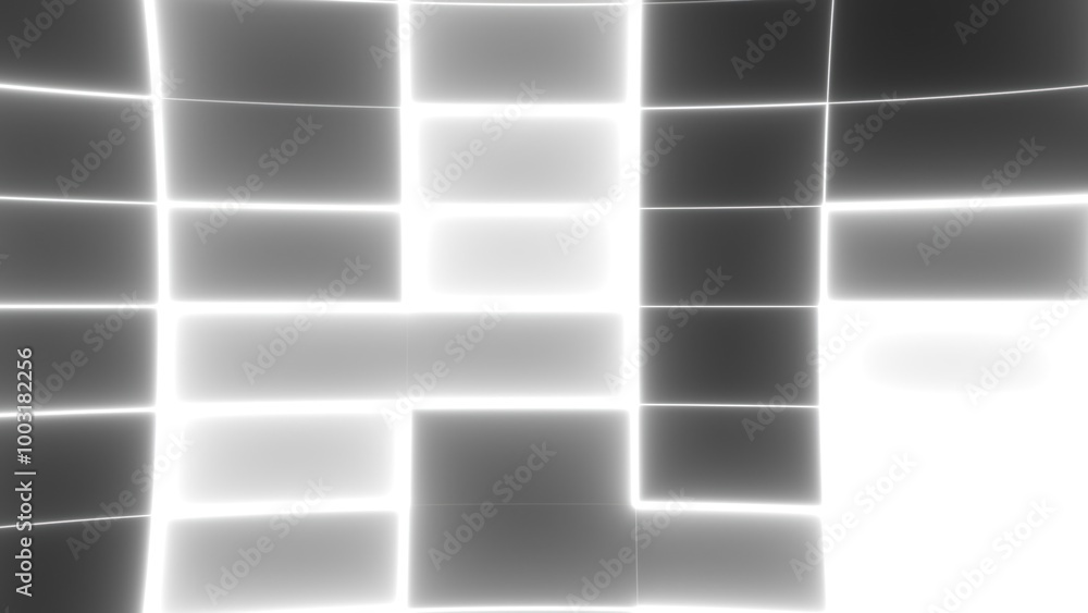 Poster abstract blocks of neon lines. computer generated 3d render