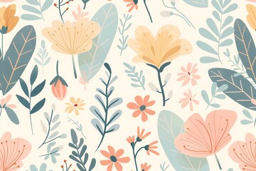 A floral pattern with pink and blue flowers