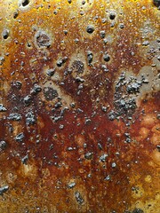 burnt crumbs on a greasy surface