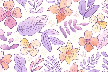 A colorful floral pattern with purple and yellow flowers