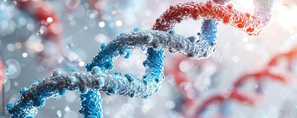 Poster close-up view of a dna double helix structure showcasing intricate details and molecular bonds