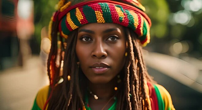 Rastafarian woman with dreadlocks.