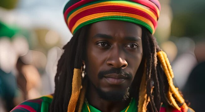 Rastafarian man with dreadlocks.