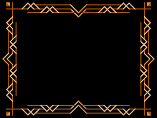Art deco frame. Vintage linear border. Geometric gold frame in line art style. Design a template for invitations, leaflets and greeting cards. Vector illustration