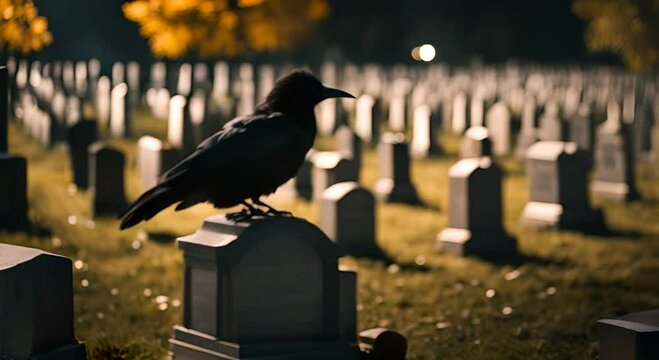 Crow in a cemetery.