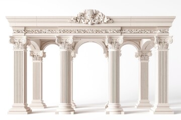 Fototapeta premium white vintage hallway with marble columns and frames in a classic style