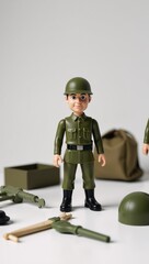 Fototapeta premium A military-themed cartoon toy illustrated on a clean white backdrop
