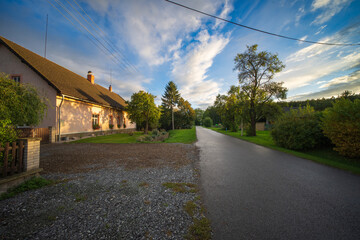 Beatiful sunset in village Kleny, near the Rozkos lake