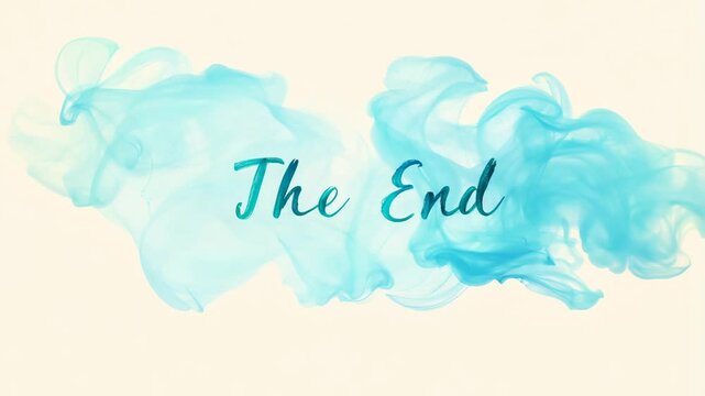 Elegant "The End" text with blue smoke effect for a cinematic closing scene