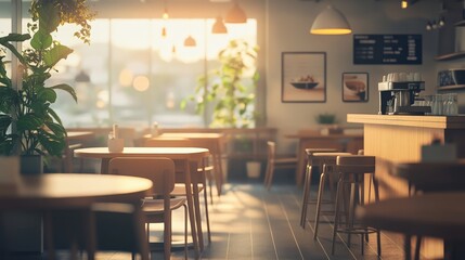 Fototapeta premium Cozy Cafe Atmosphere at Sunset