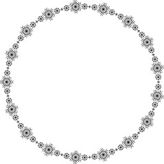 Snowflake circle frame. Winter snowflake round border.