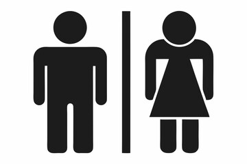 Male and female toilet icons silhouette black vector art illustration