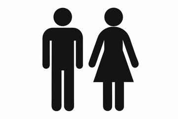 Male and female toilet icons silhouette black vector art illustration