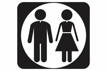 Male and female toilet icons silhouette black vector art illustration