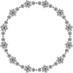 Snowflake circle frame. Winter snowflake round border.