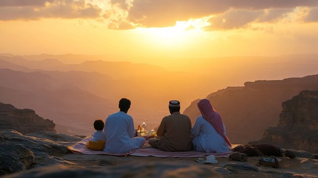 A family picnic set against the stunning backdrop of Taif, Saudi Arabia where laughter and delicious food come together amidst breathtaking scenery.&rdquo;