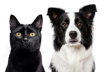 Obraz premium A cat and dog in black and white on a white background