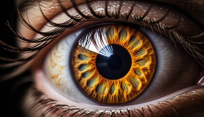 Macro Eye Iris on Black Background Showing Detailed Brown Cornea
