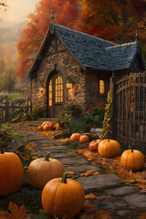 Pumpkins in the Garden and on the House