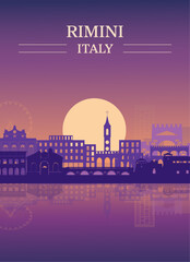 Italy, Rimini outline city skyline