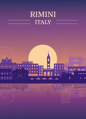 Italy, Rimini outline city skyline